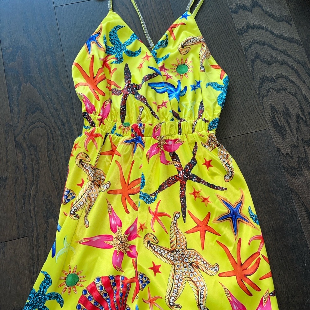 Akira Satin backless starfish romper diamanté straps